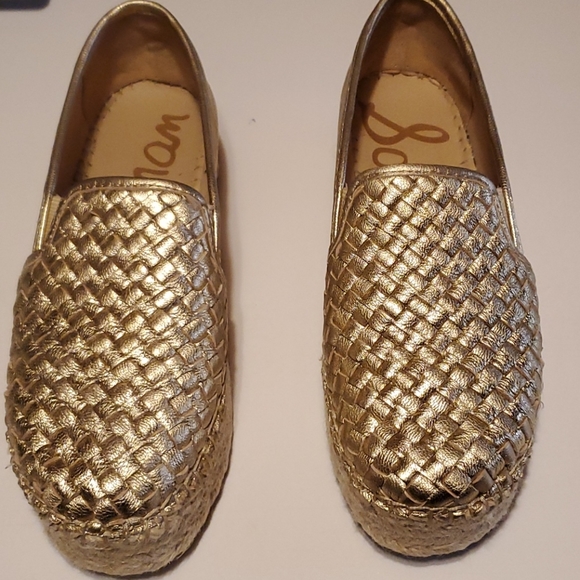 Sam Eldeman Catherine leather Woven Gold Slip-on - Picture 1 of 3